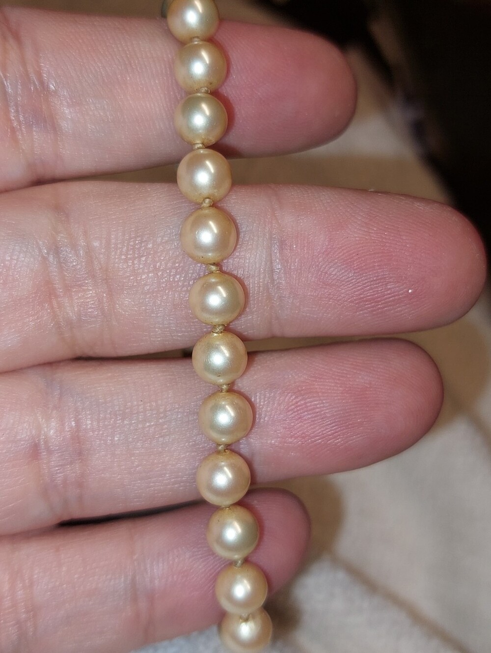 MARVELLA Golden Cream Pearl Strand Bracelet